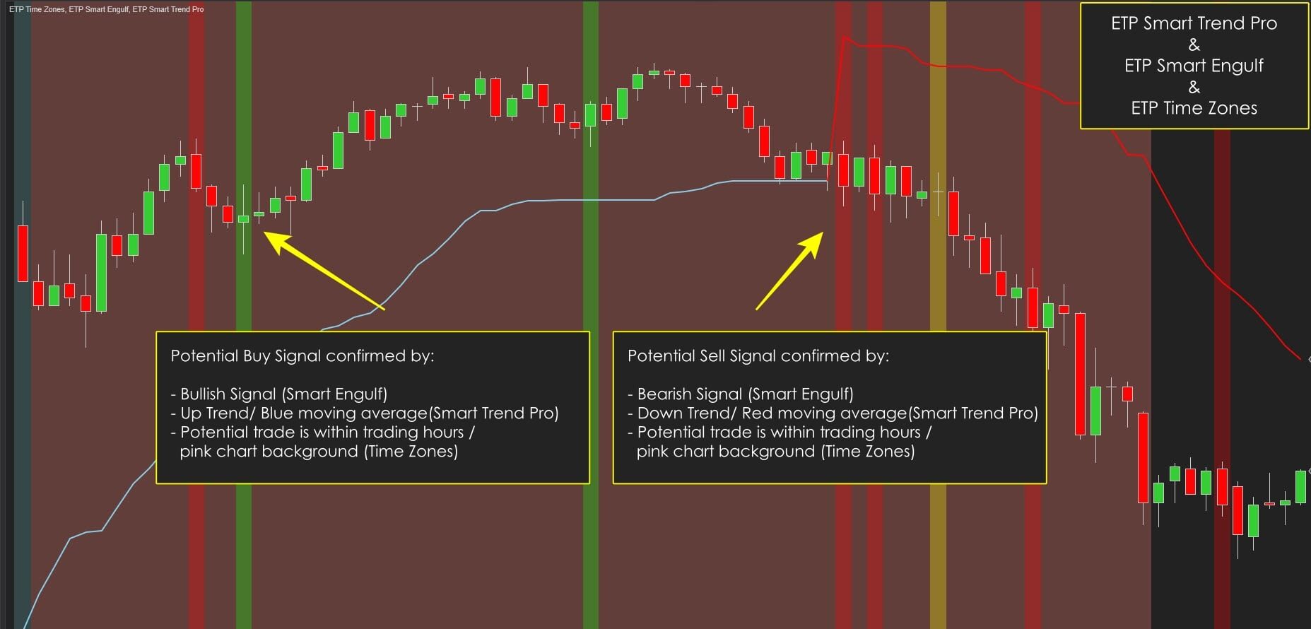 ETP Time Zones with ETP Smart Engulf & Smart Trend Pro Trading hours indicator